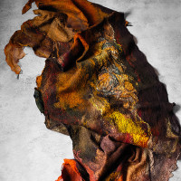 Copper Autumn Nuno Felted Shawl