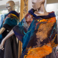 Deep Blue and Gold Nuno Felted Shawl