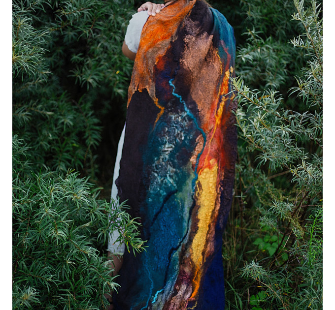 Deep Sea and Sun Nuno Felted Shawl