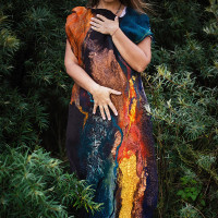 Deep Sea and Sun Nuno Felted Shawl