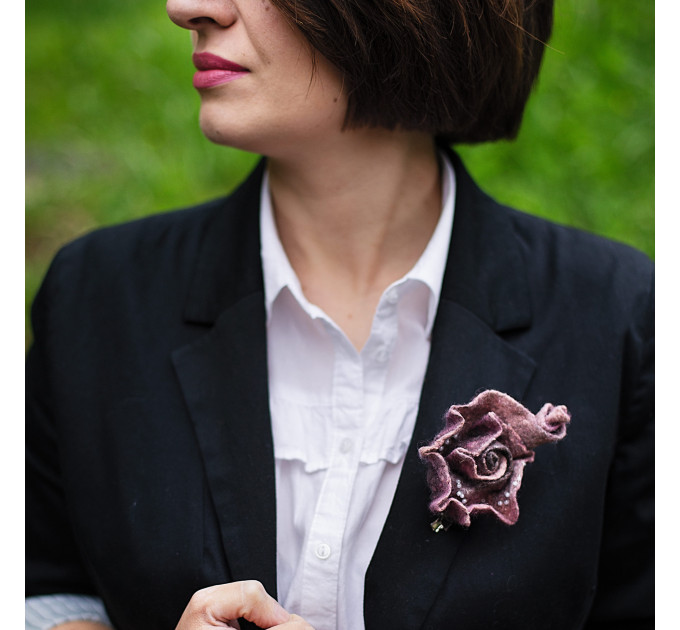 Felted Rose Brooch