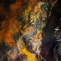 Golden Ember Nuno Felted Shawl