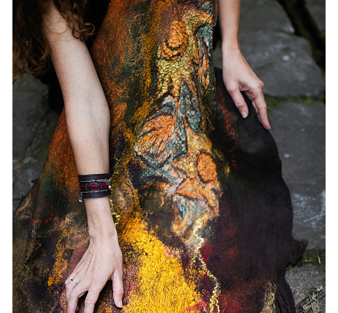 Golden Ember Nuno Felted Shawl