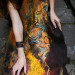 Golden Ember Nuno Felted Shawl