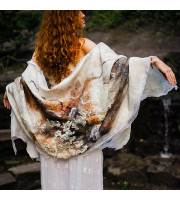 Ivory and Amber Nuno Felted Shawl