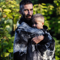 Large Black and White Felted Wrap