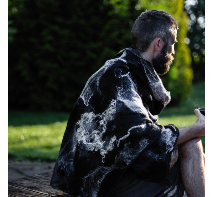 Large Black and White Felted Wrap