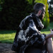 Large Black and White Felted Wrap