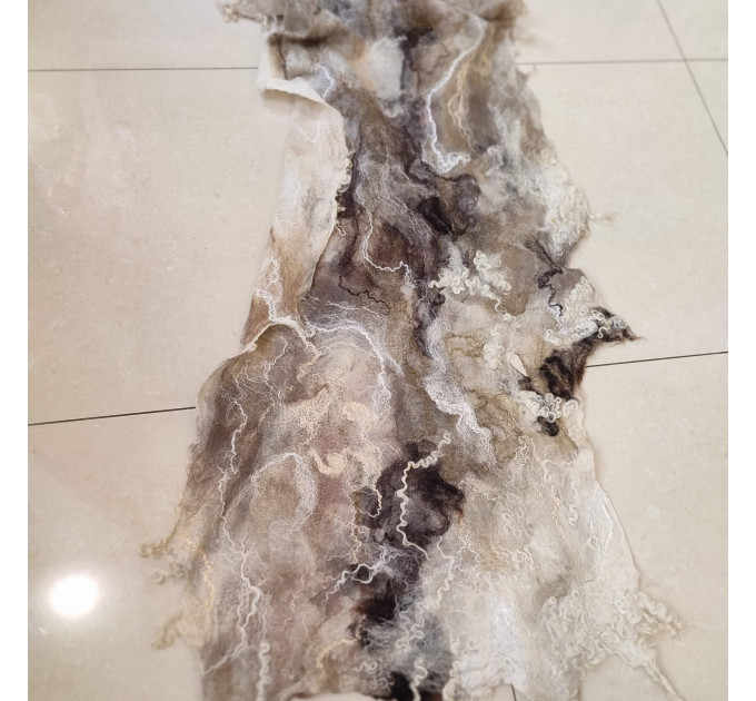 Marble Beige Nuno Felted Shawl