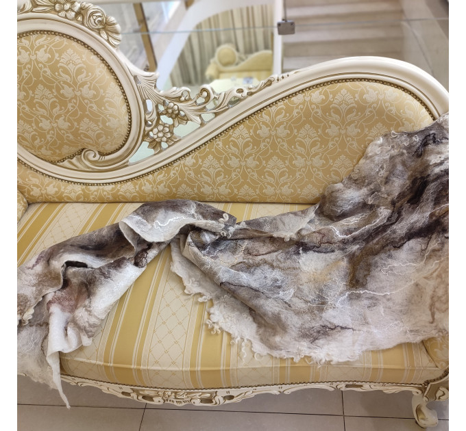 Marble Beige Nuno Felted Shawl