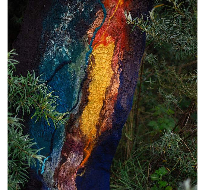 Midnight and Flame Nuno Felted Shawl