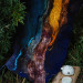 Midnight and Flame Nuno Felted Shawl