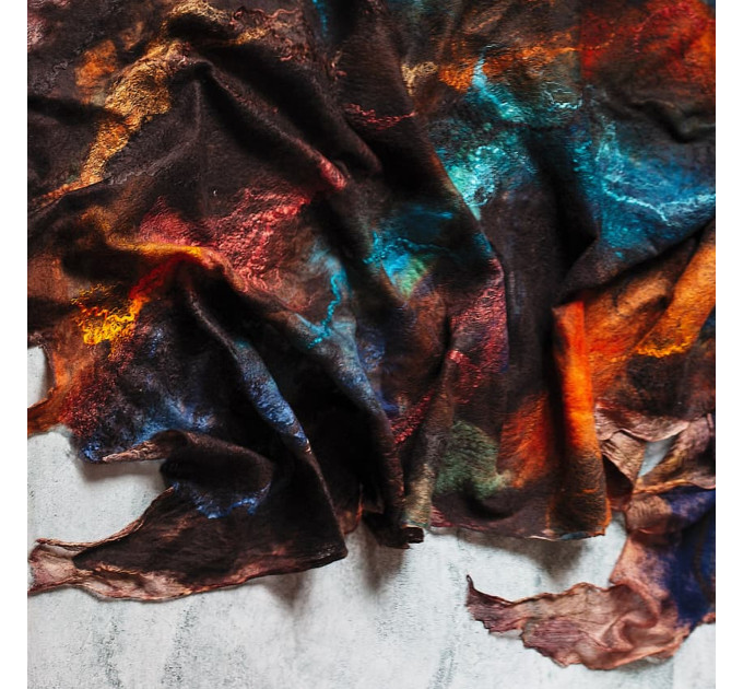 Copper & Deep Ocean Nuno Felted Shawl