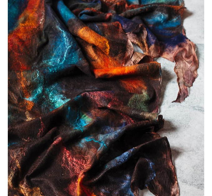 Copper & Deep Ocean Nuno Felted Shawl