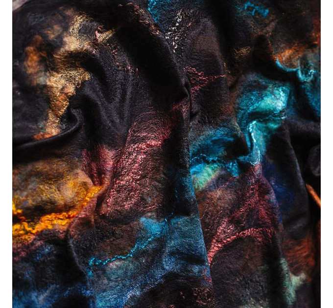 Copper & Deep Ocean Nuno Felted Shawl