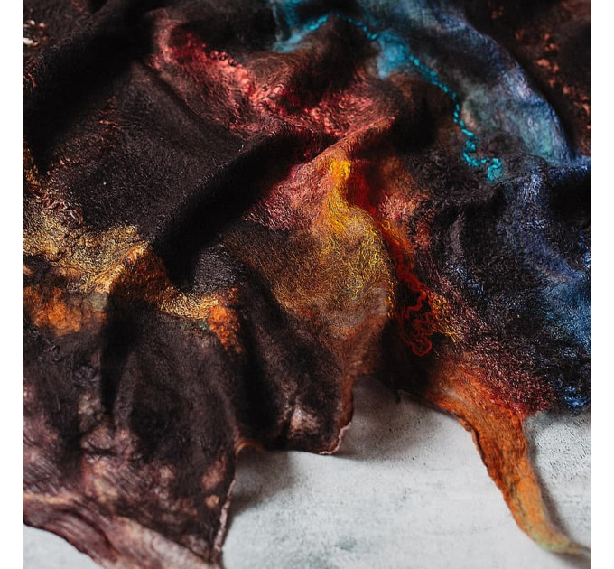 Copper & Deep Ocean Nuno Felted Shawl