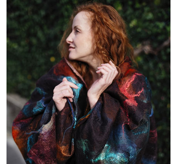 Copper & Deep Ocean Nuno Felted Shawl