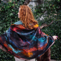 Ocean Sunset Nuno Felted Shawl