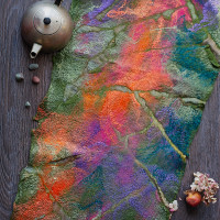 Rainbow Meadow Nuno Felted Shawl