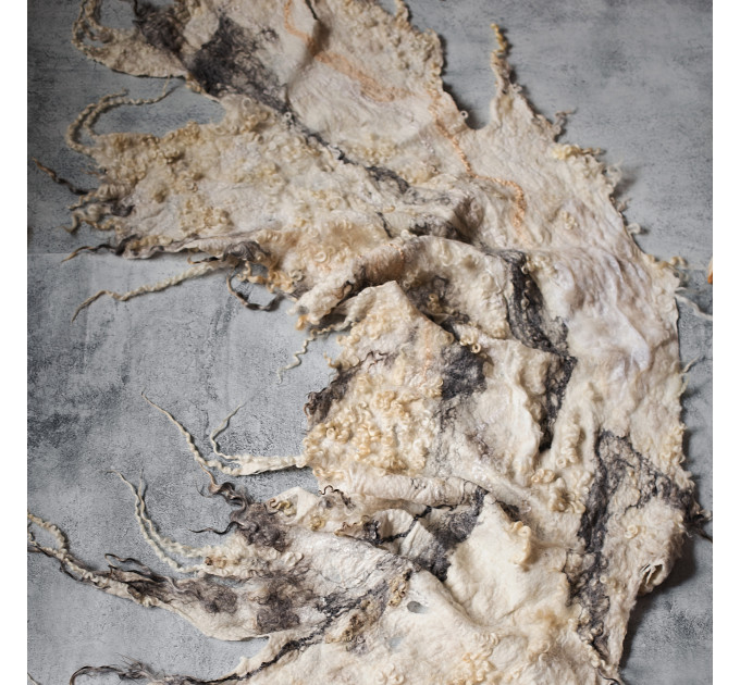 Raw Edge Ivory Nuno Felted Shawl