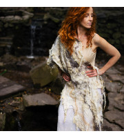 Raw Edge Ivory Nuno Felted Shawl