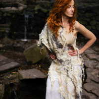 Raw Edge Ivory Nuno Felted Shawl