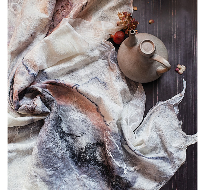 Rose Ash Nuno Felted Shawl