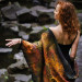 Rust on Black Nuno Felted Shawl