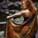 Rust on Black Nuno Felted Shawl