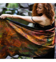 Rust on Black Nuno Felted Shawl