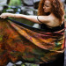 Rust on Black Nuno Felted Shawl