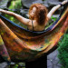 Rust on Black Nuno Felted Shawl