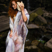 Soft Blush Nuno Felted Shawl