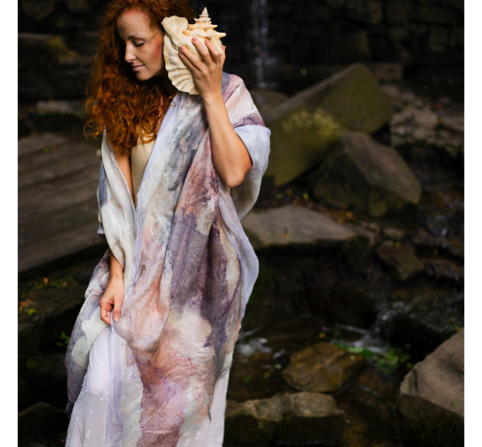 Soft Blush Nuno Felted Shawl