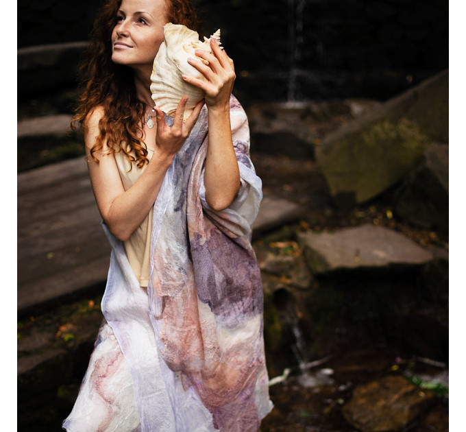 Soft Blush Nuno Felted Shawl