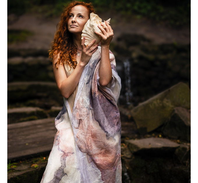 Soft Blush Nuno Felted Shawl
