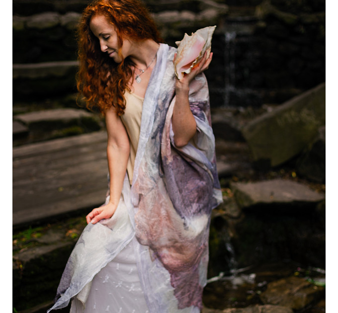 Soft Blush Nuno Felted Shawl