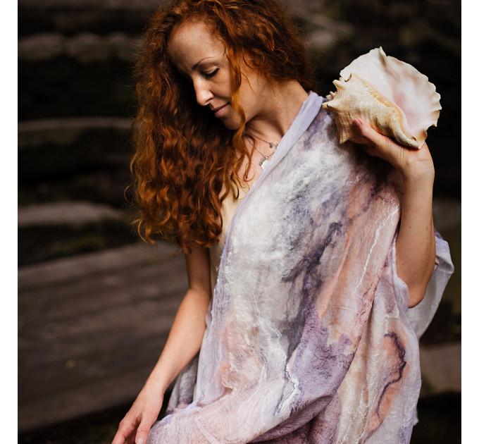 Soft Blush Nuno Felted Shawl