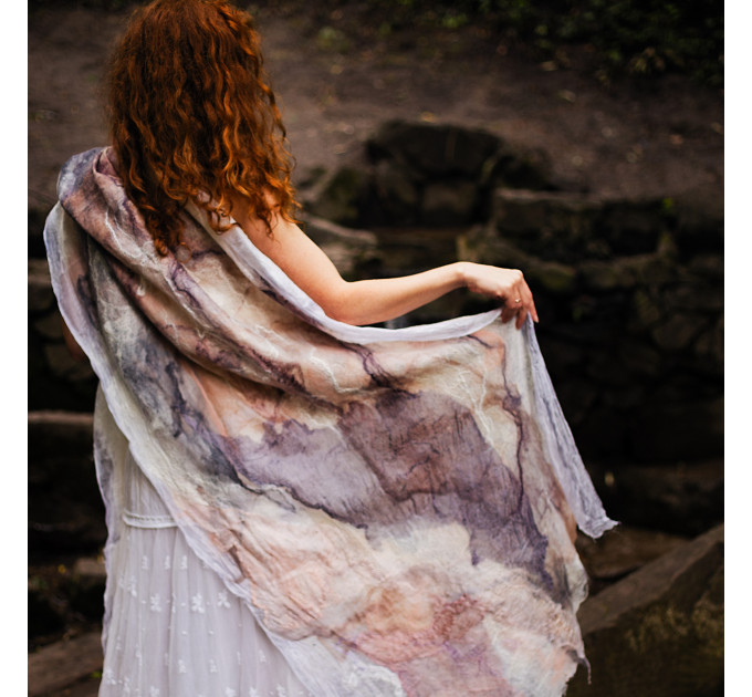 Soft Blush Nuno Felted Shawl