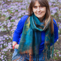 Turquoise Nuno Felted Shawl