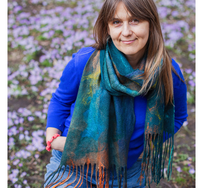 Turquoise Nuno Felted Shawl