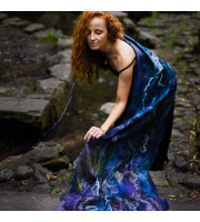 Twilight Blue Nuno Felted Shawl