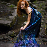 Twilight Blue Nuno Felted Shawl