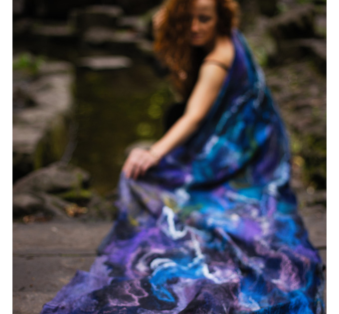 Twilight Blue Nuno Felted Shawl