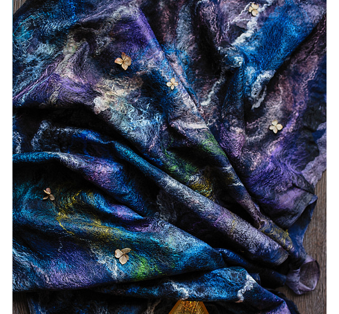 Violet Butterfly Nuno Felted Shawl