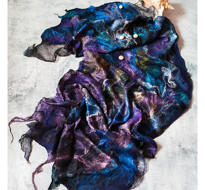 Violet Butterfly Nuno Felted Shawl