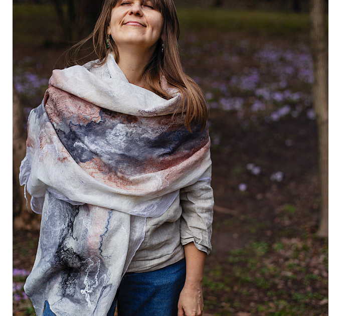 Winter Frost Nuno Felted Shawl