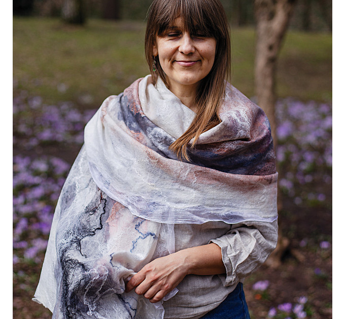 Winter Frost Nuno Felted Shawl
