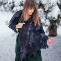 Winter Night Nuno Felted Shawl