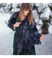 Winter Night Nuno Felted Shawl